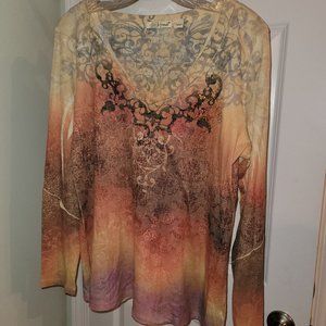 Fall Colors Thanksgiving Fitted Long Sleeve Tee L/XL